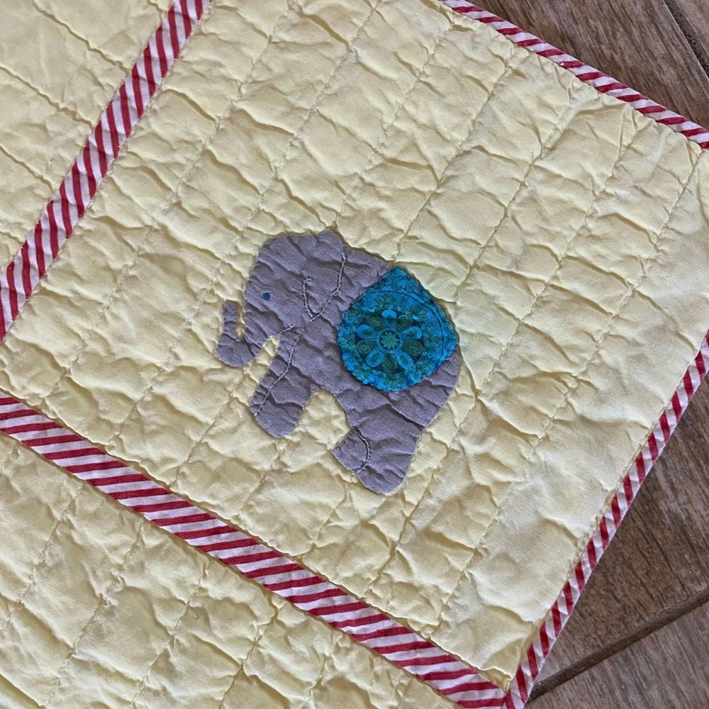Vintage Handmade Circus Themed Yellow Nursery Crib Blanket